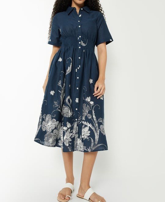 Printed Blue Dress - Image 5