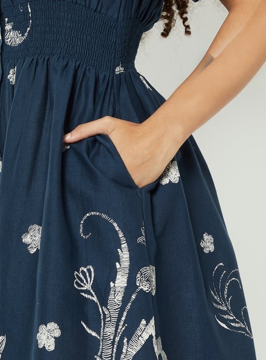 Printed Blue Dress - Image 4