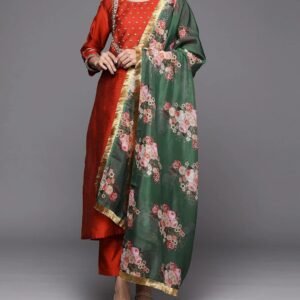 Maroon Suit Set With Dupatta