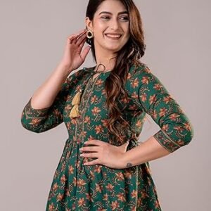 Printed Women Short Kurti Green