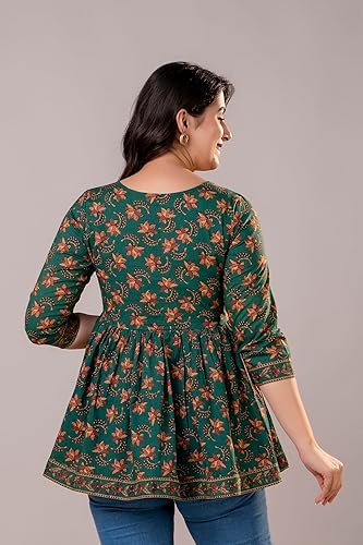Printed Women Short Kurti Green - Image 3
