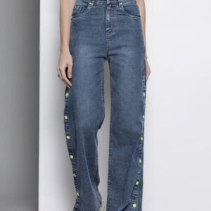 Side Button Blue Jeans