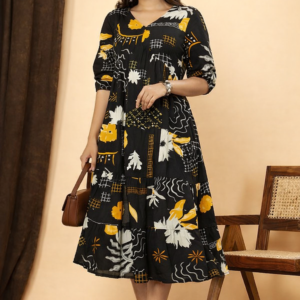 Printed Black Dress