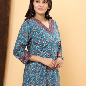 Printed Floral Blue Kurti