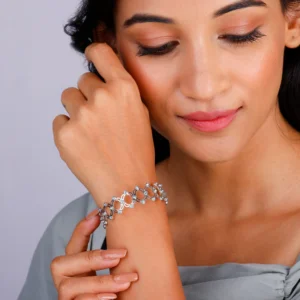 Silver Bracelet with Aqua Blue Stones