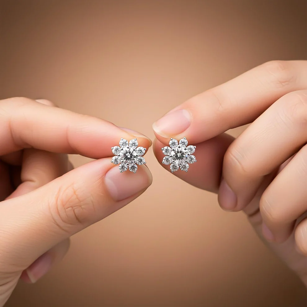 Silver Cocktail Flory Stud Earrings