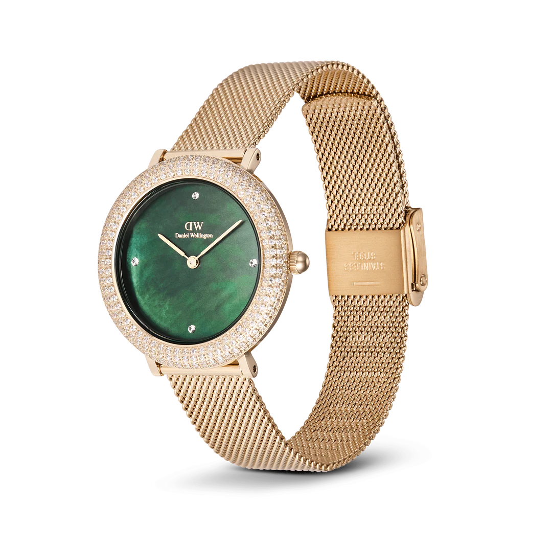 Crystalline Bezel Evergold Green Women Watch